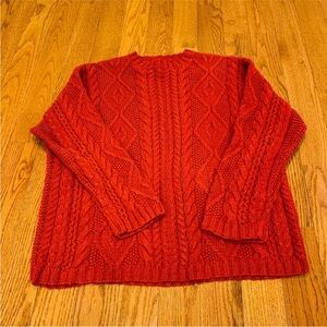 Abercrombie & fitch Cottage Hand Knits Red Heavy Cable Knit Sweater Women Large